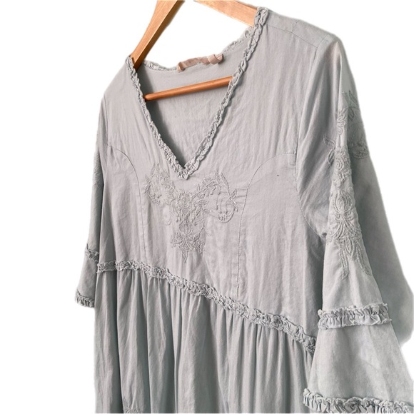 Soft Surroundings Anastasia Nightgown Light Blue Embroidered in Size PM - Picture 5 of 10